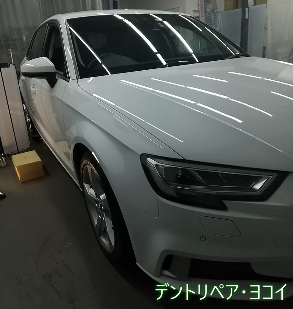 アウディa3のリアドアのヘコミ修理 大阪 奈良 京都の車のヘコミはデントリペア ヨコイ